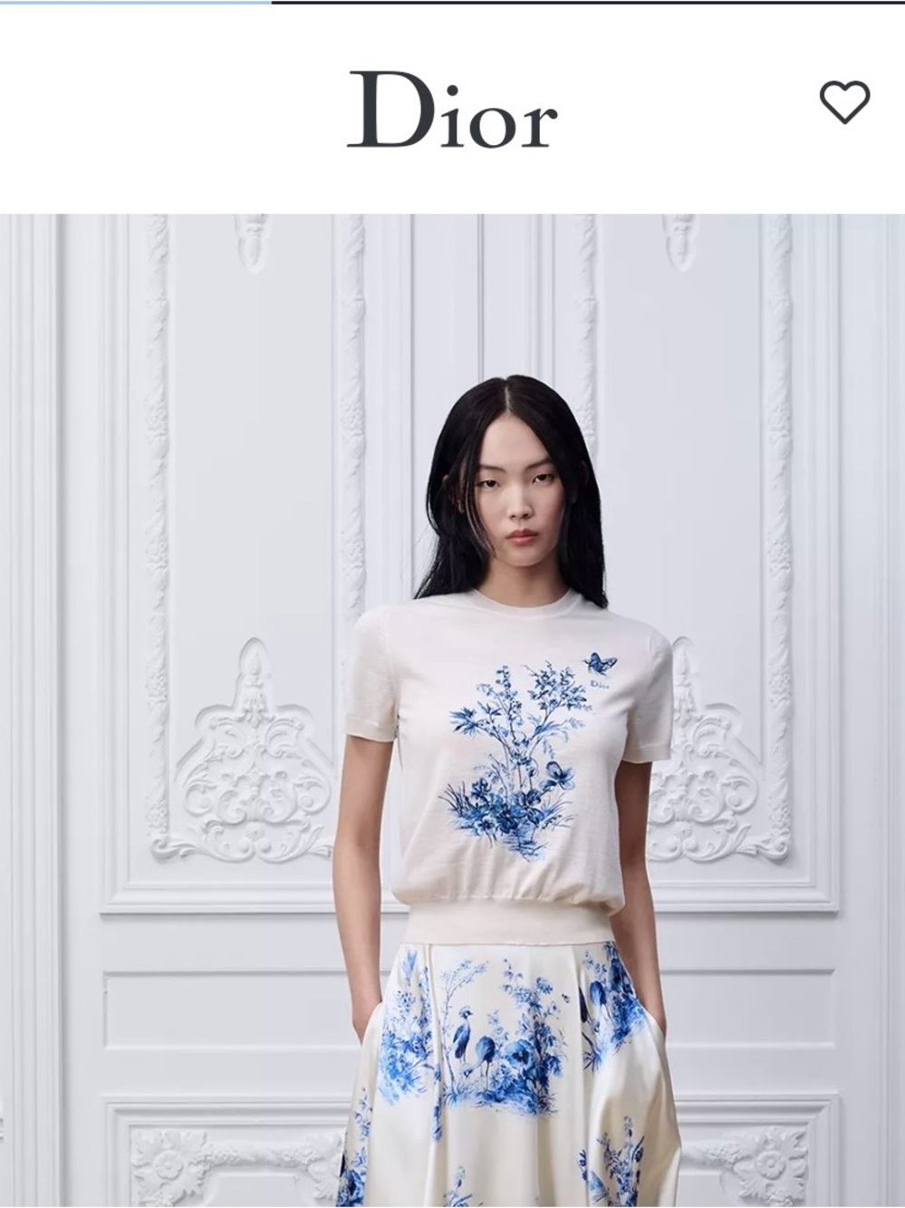 Dior Cream Short-Sleeve Floral Embroidered Tee